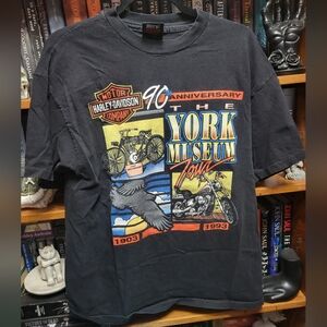 Vtg Harley Davidson Single Stitch 1993 Black York PA Museum T Shirt Sz L
